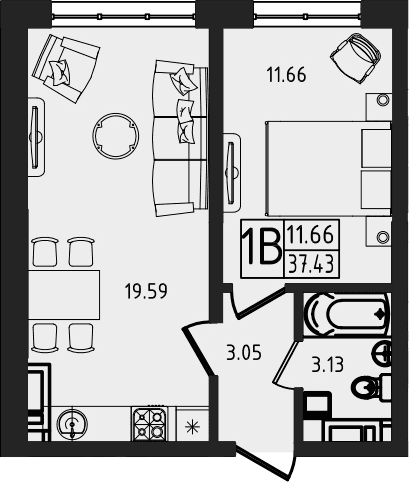 Продается 2-комн. квартира, 37.43 м²