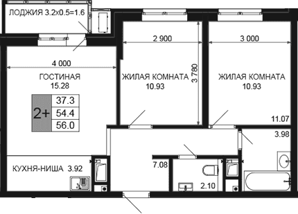 Продается 3-комн. квартира, 54.4 м²