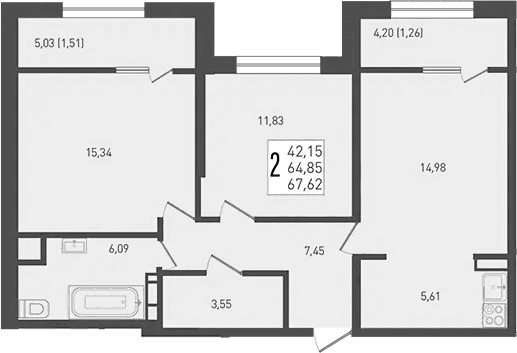 Продается 3-комн. квартира, 64.85 м²