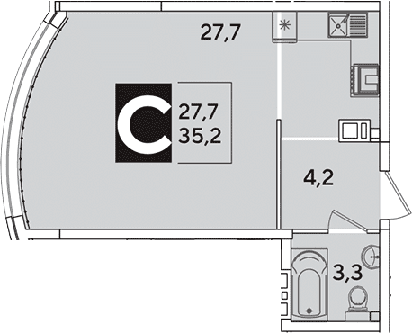 Продается 1-комн. квартира, 35.2 м²