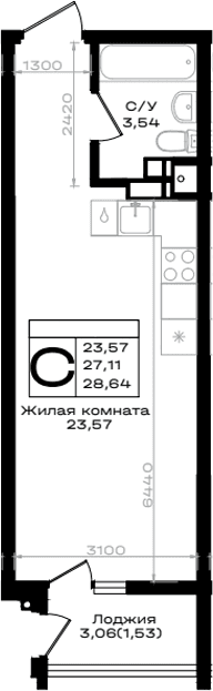 Продается 1-комн. квартира, 27.11 м²