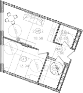 Продается 1-комн. квартира, 45.22 м²