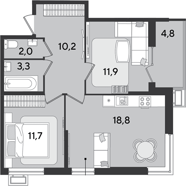 Продается 3-комн. квартира, 57.9 м²