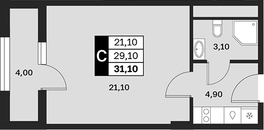 Продается 1-комн. квартира, 29.1 м²