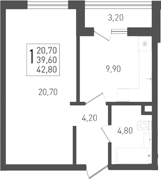 Продается 1-комн. квартира, 39.6 м²