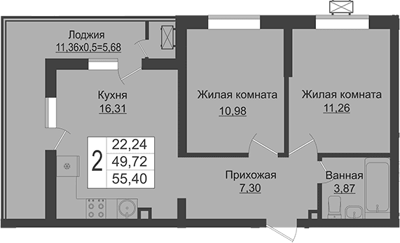Продается 3-комн. квартира, 49.72 м²