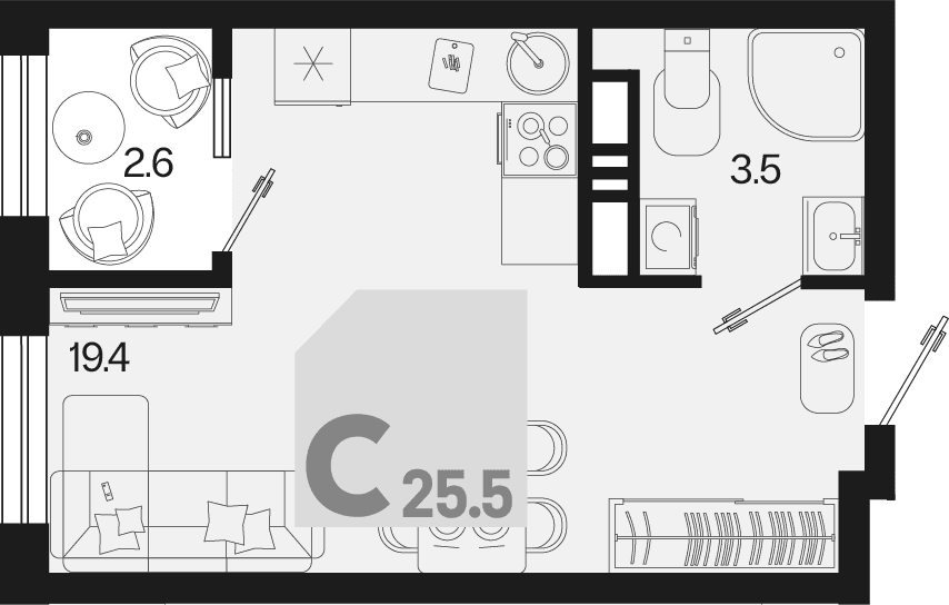 Продается 1-комн. квартира, 22.9 м²