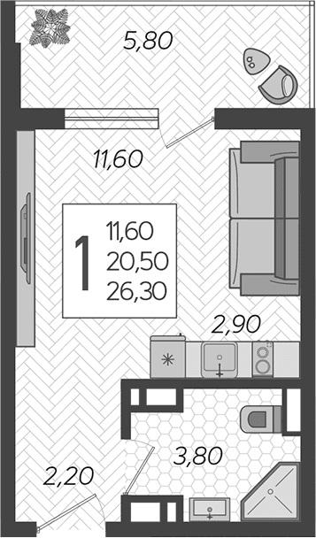 Продается 1-комн. квартира, 20.5 м²