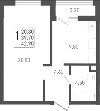 Продается 1-комн. квартира, 39.7 м²