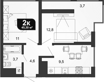 Продается 2-комн. квартира, 41.6 м²