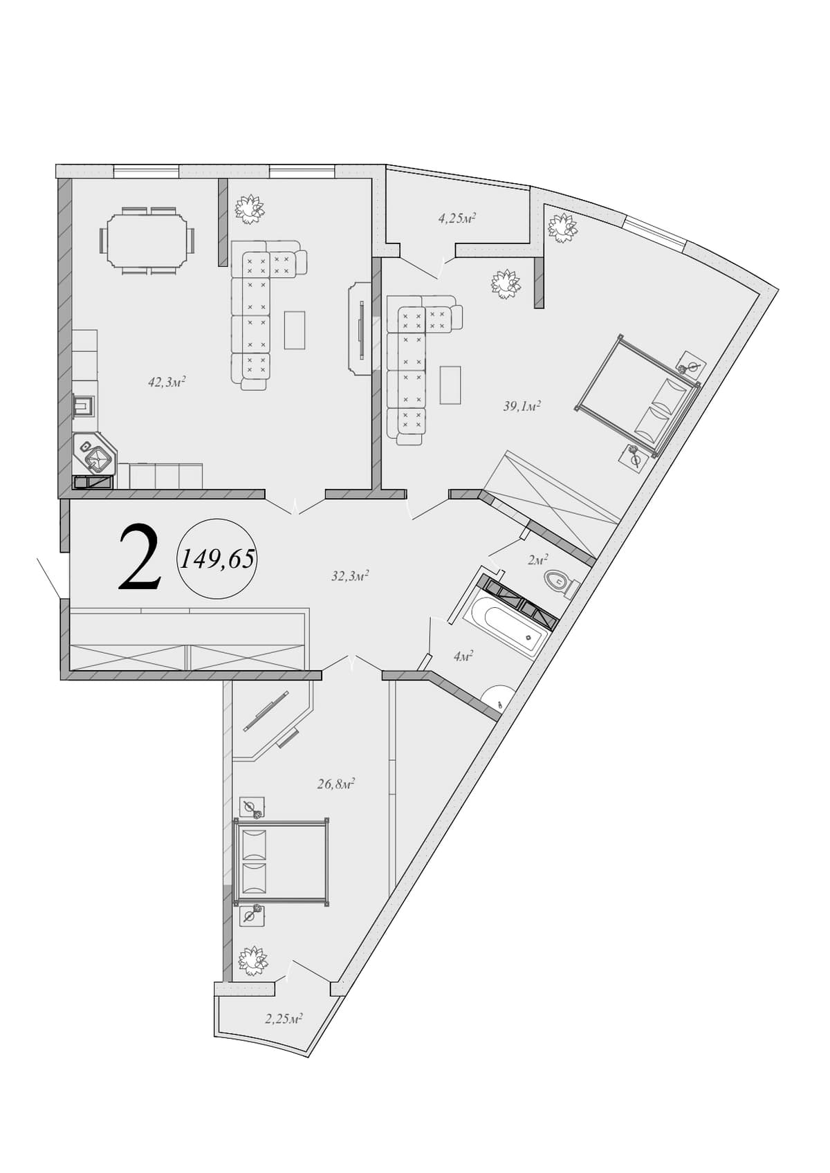 Продается 3-комн. квартира, 146.39 м²