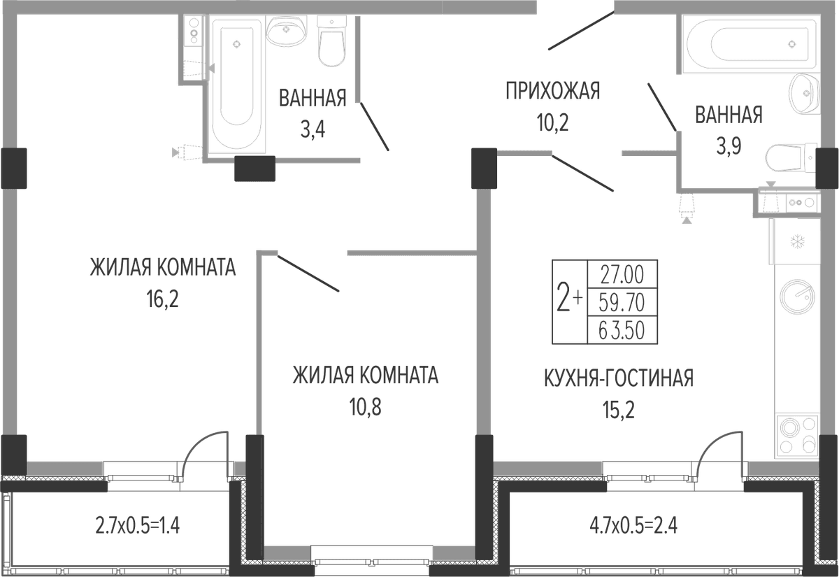 Продается 3-комн. квартира, 61.2 м²