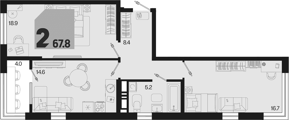 Продается 2-комн. квартира, 63.8 м²