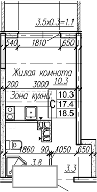 Продается 1-комн. квартира, 17.4 м²