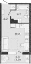 Продается 1-комн. квартира, 19.1 м²