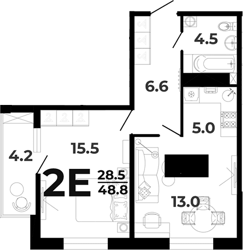 Продается 2-комн. квартира, 44.6 м²