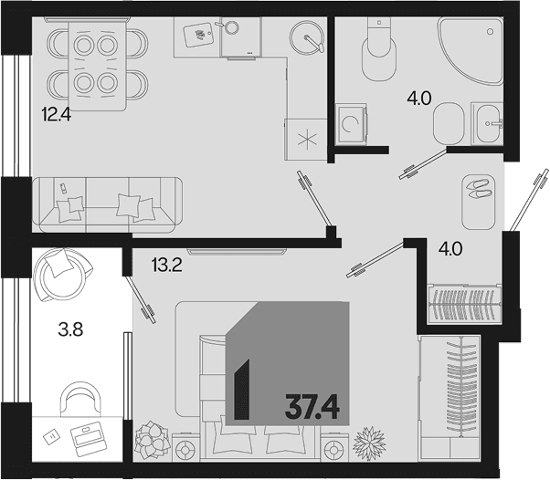 Продается 1-комн. квартира, 33.6 м²