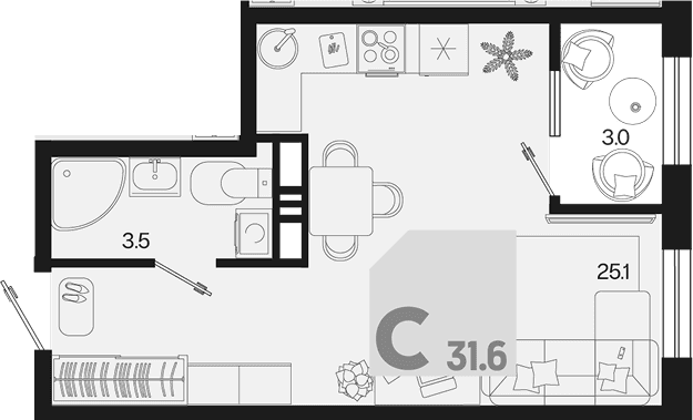 Продается 1-комн. квартира, 28.6 м²