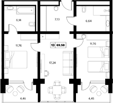 Продается 2-комн. квартира, 60.67 м²