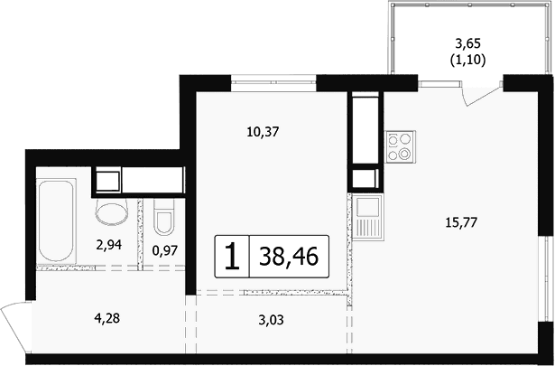 Продается 2-комн. квартира, 36.2 м²