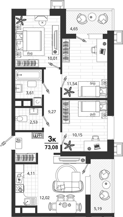 Продается 3-комн. квартира, 63.24 м²