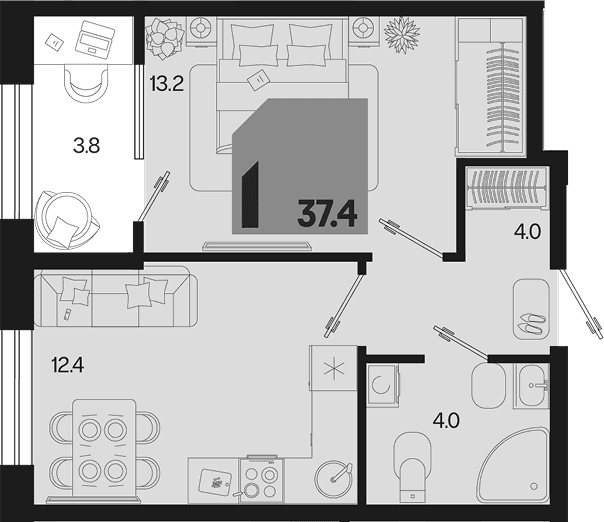 Продается 1-комн. квартира, 33.6 м²