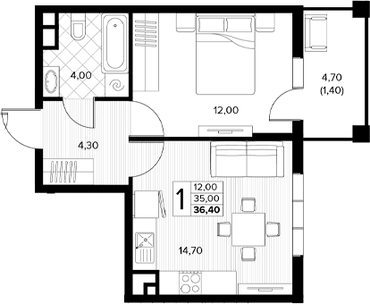 Продается 1-комн. квартира, 35 м²