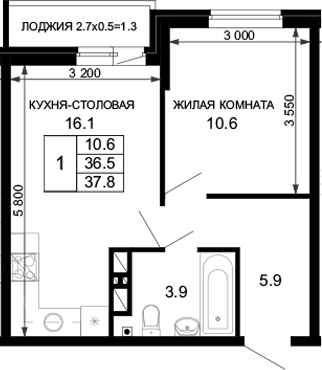 Продается 1-комн. квартира, 36.5 м²
