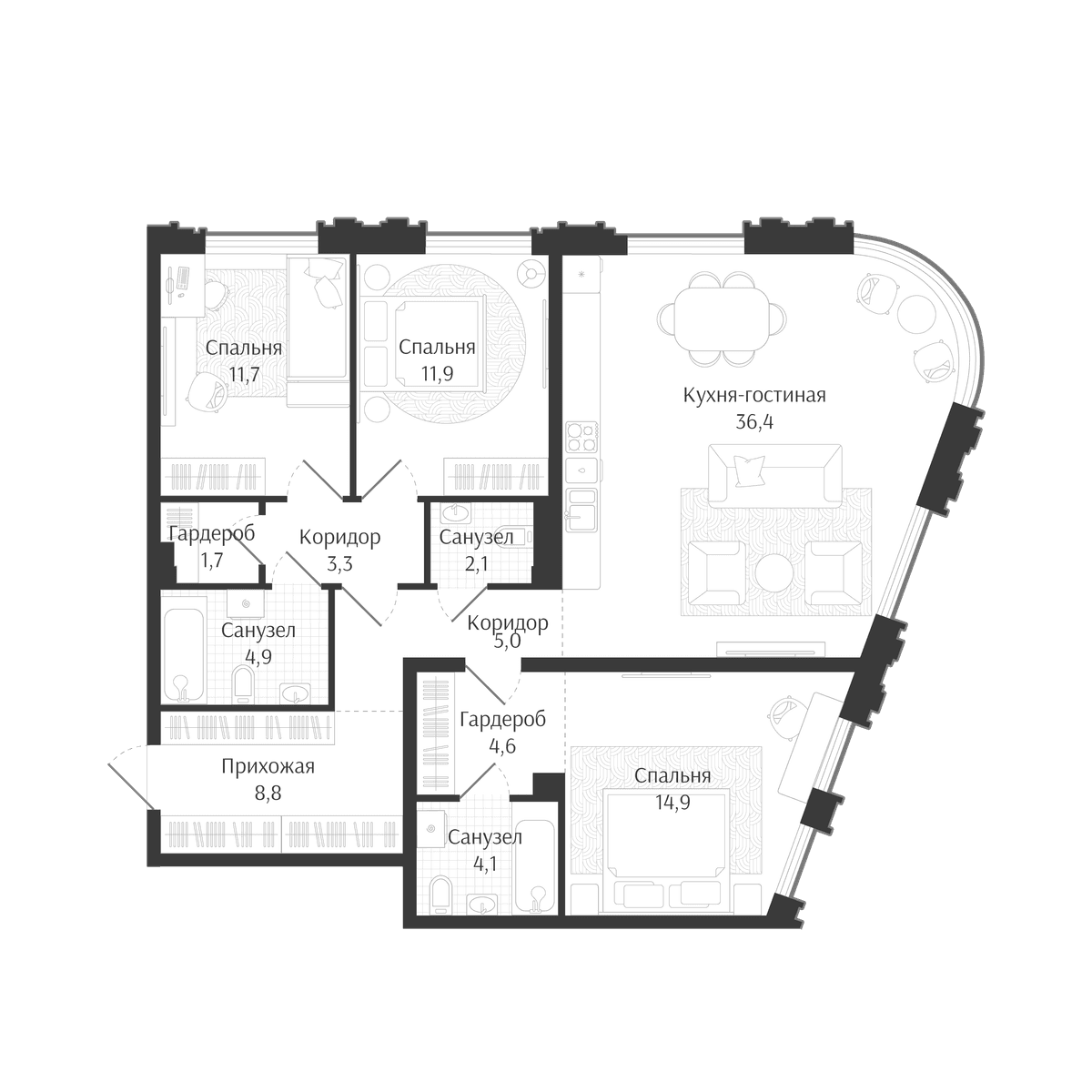 Продается 4-комн. квартира, 109.4 м²