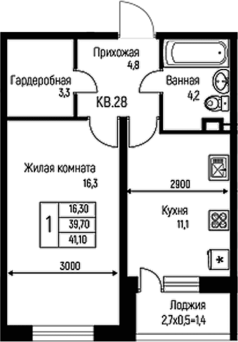 Продается 1-комн. квартира, 39.1 м²