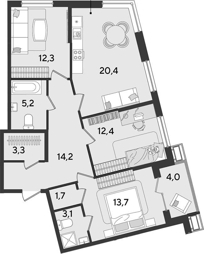 Продается 4-комн. квартира, 86.3 м²