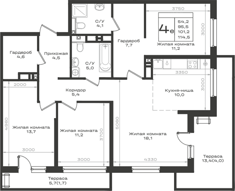 Продается 4-комн. квартира, 95.5 м²