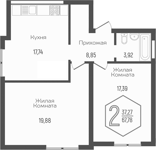 Продается 3-комн. квартира, 67.78 м²