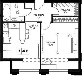 Продается 2-комн. квартира, 48.9 м²