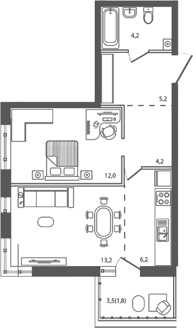 Продается 2-комн. квартира, 45 м²