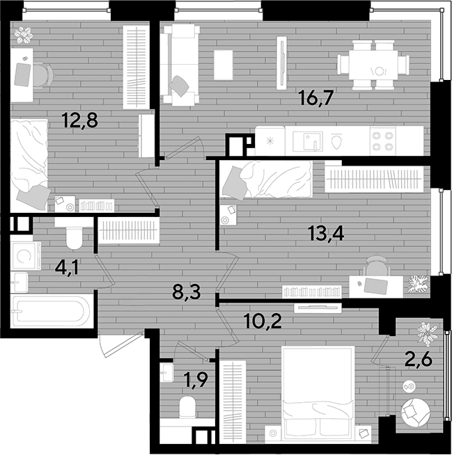 Продается 3-комн. квартира, 67.4 м²
