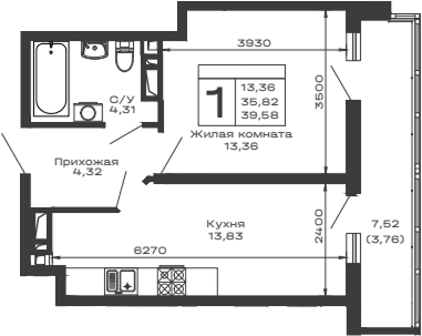 Продается 1-комн. квартира, 35.82 м²