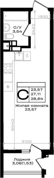 Продается 1-комн. квартира, 27.11 м²
