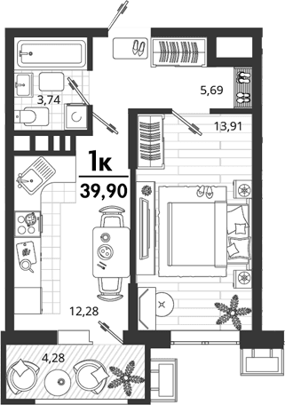 Продается 1-комн. квартира, 35.62 м²