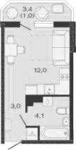 Продается 1-комн. квартира, 19.1 м²
