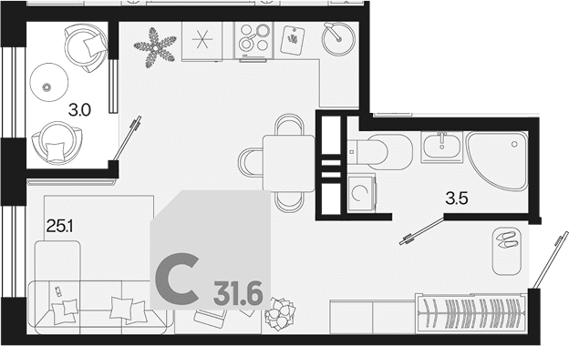 Продается 1-комн. квартира, 28.6 м²