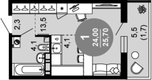 Продается 1-комн. квартира, 24 м²