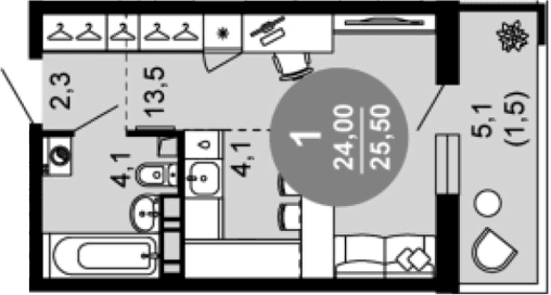 Продается 1-комн. квартира, 24 м²