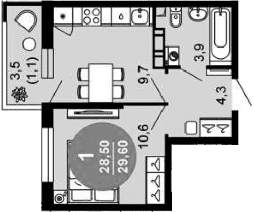 Продается 1-комн. квартира, 28.5 м²