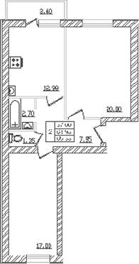 Продается 2-комн. квартира, 59.6 м²