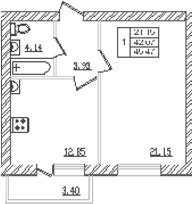 Продается 1-комн. квартира, 39.69 м²
