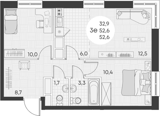 Продается 3-комн. квартира, 52.6 м²