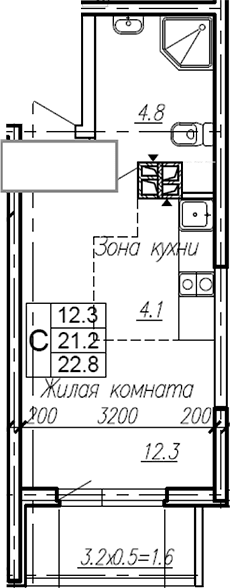 Продается 1-комн. квартира, 21.2 м²