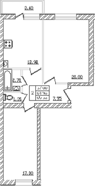 Продается 2-комн. квартира, 59.6 м²