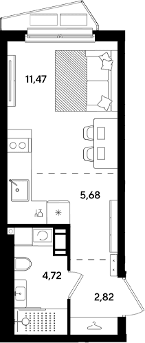 Продается 1-комн. квартира, 24.69 м²